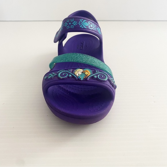 Crocs Girls Disney Frozen Sandals Shoes Purple Childrens Size 12 Elsa Anna Kids - Picture 4 of 16